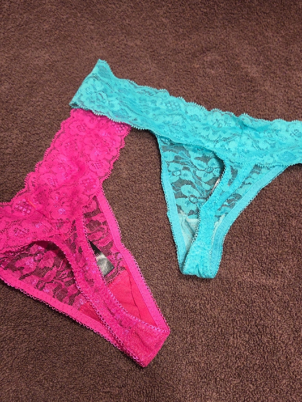 Lot Of 6 NWT BLACK FUCHSIA XL Lace Low Rise Thongs - Picture 8 of 9